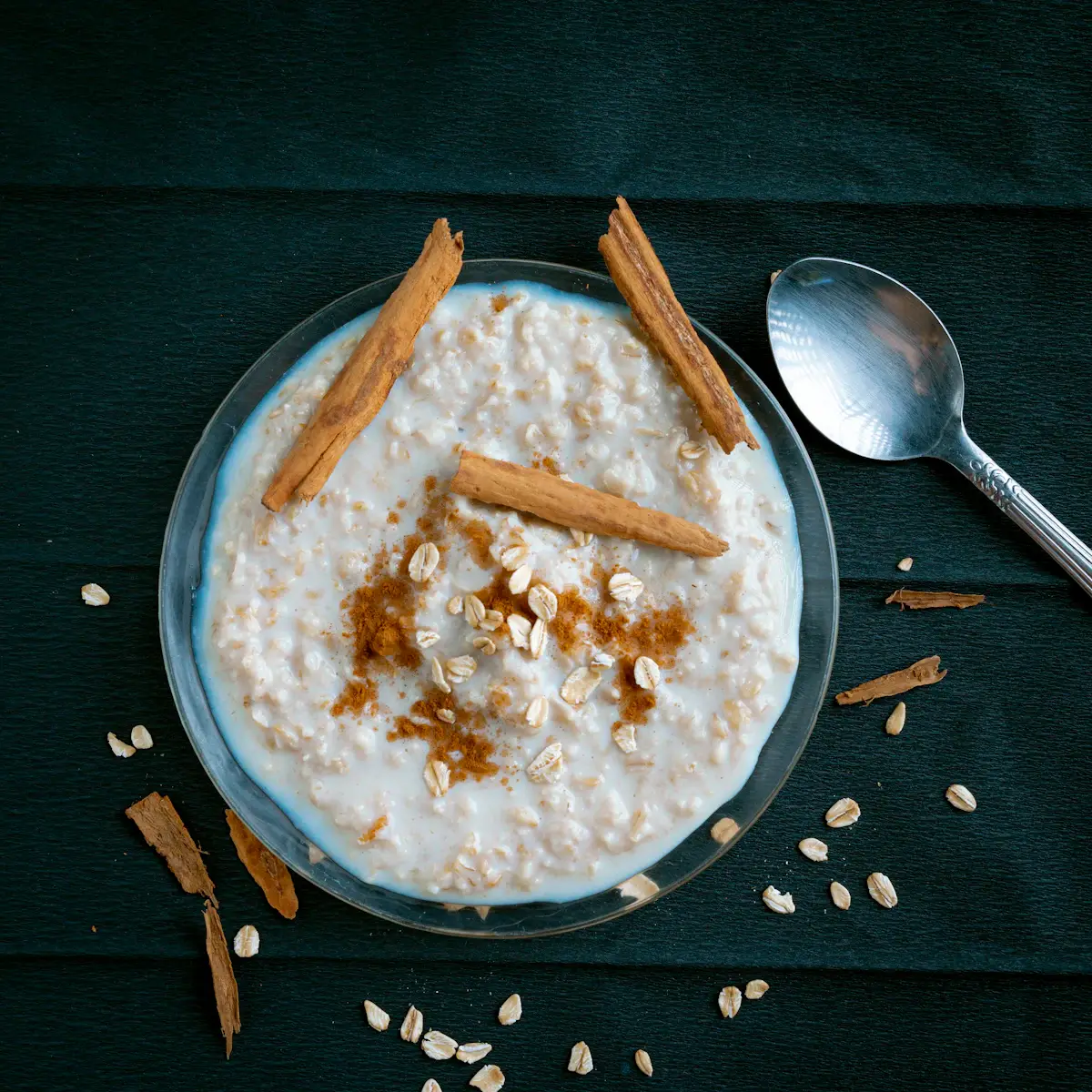 Coconut rice pudding with cinnamon